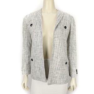 Herbert Grossman Gray Tweed Open Front Blazer 8
